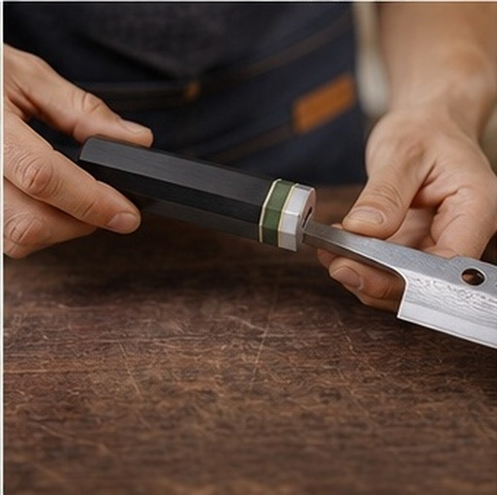 Japanese Knife - Octagonal Ebony Wood Kitchen Knife Handle