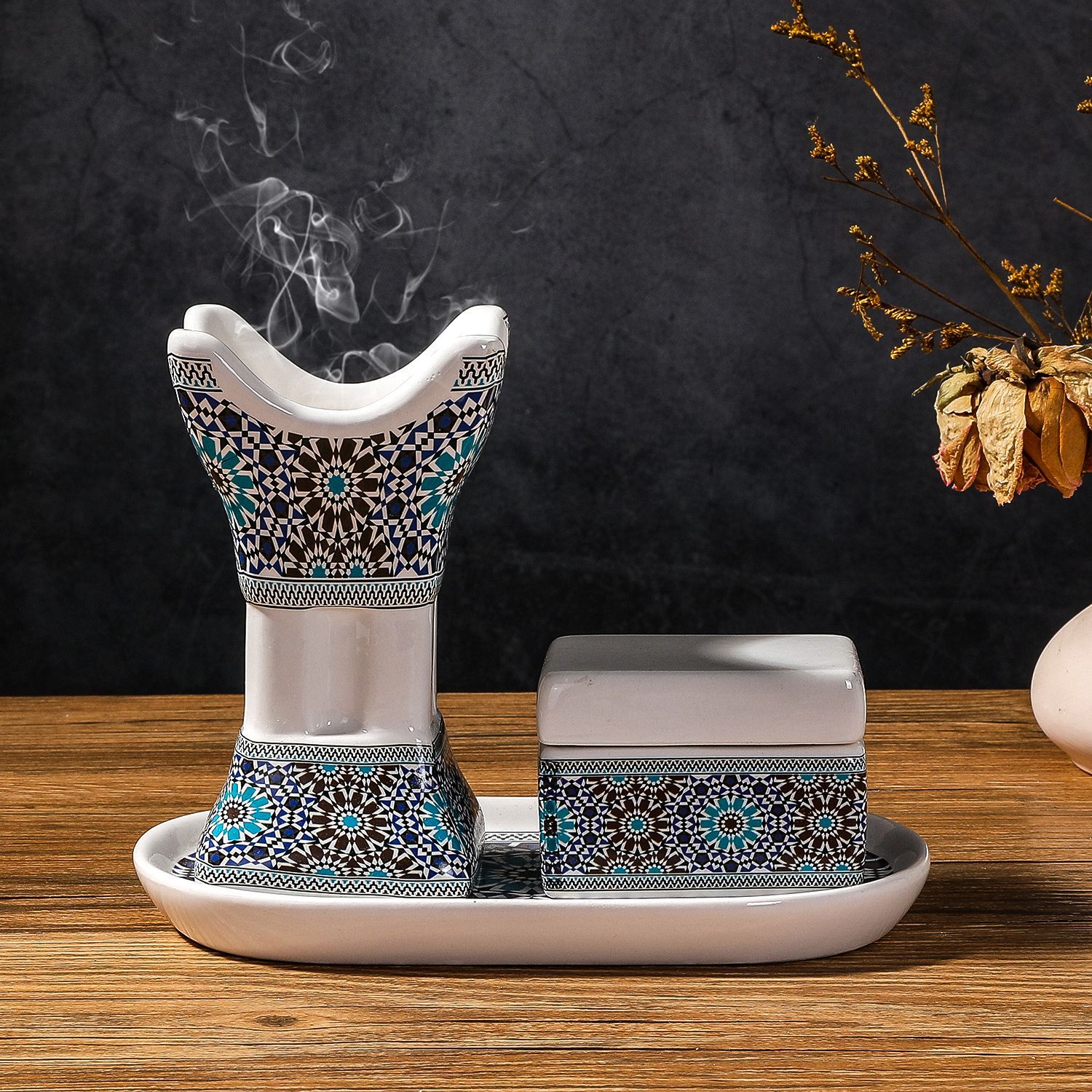 Arabic Ceramic Printed Four-co - Incense Holder review and price