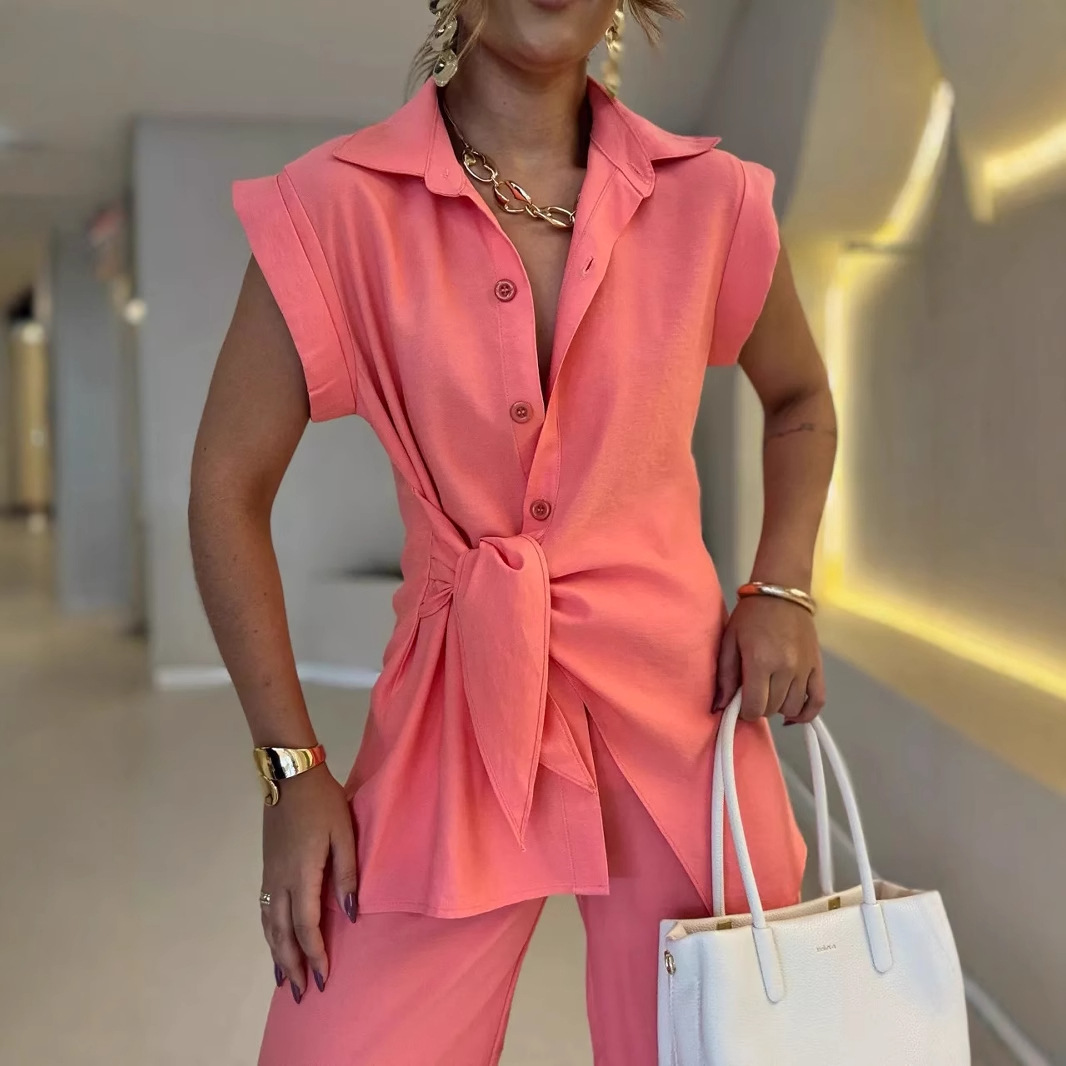 Women Tie Waist Short Sleeve T - Matcha review and price